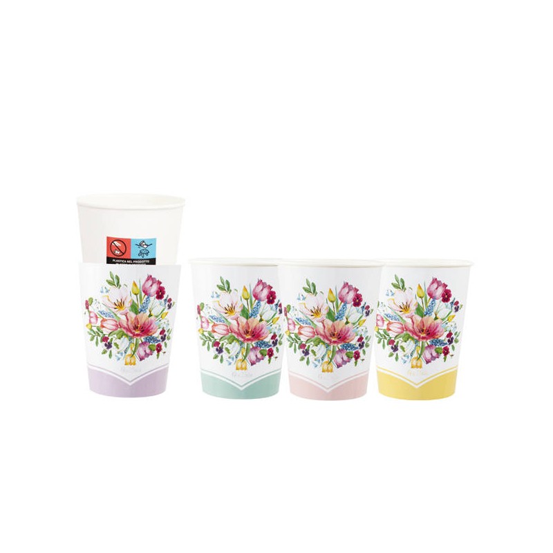 BICCHIERI 250cc E8 COVER ENGLISH GARDEN 4 COL.ASS 8pz