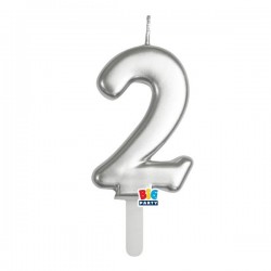 CANDELINA NUMERO 2 TINY PLUMP ARGENTO METAL 7cm