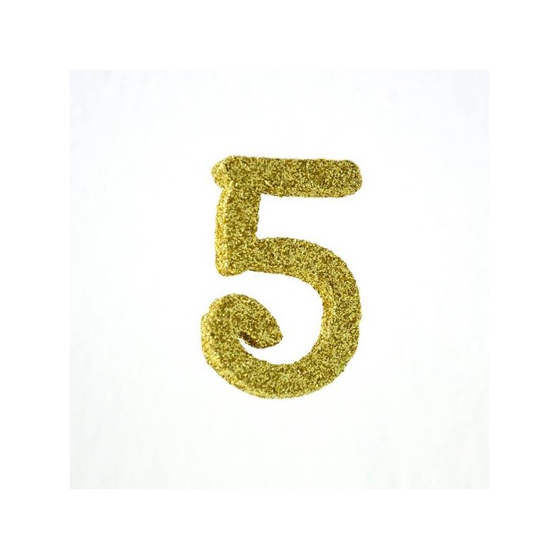 NUMERO POLISTIROLO FANTASY GLITTER ORO 7cm 5