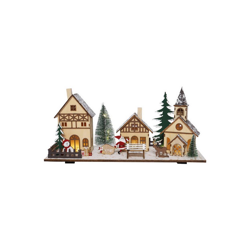 VILLAGGIO DI LEGNO CON LED 34cm