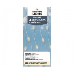 MICRO LED 40 LUCI 1,95mt FILO ARGENTO - BIANCO CALDO INTERNO