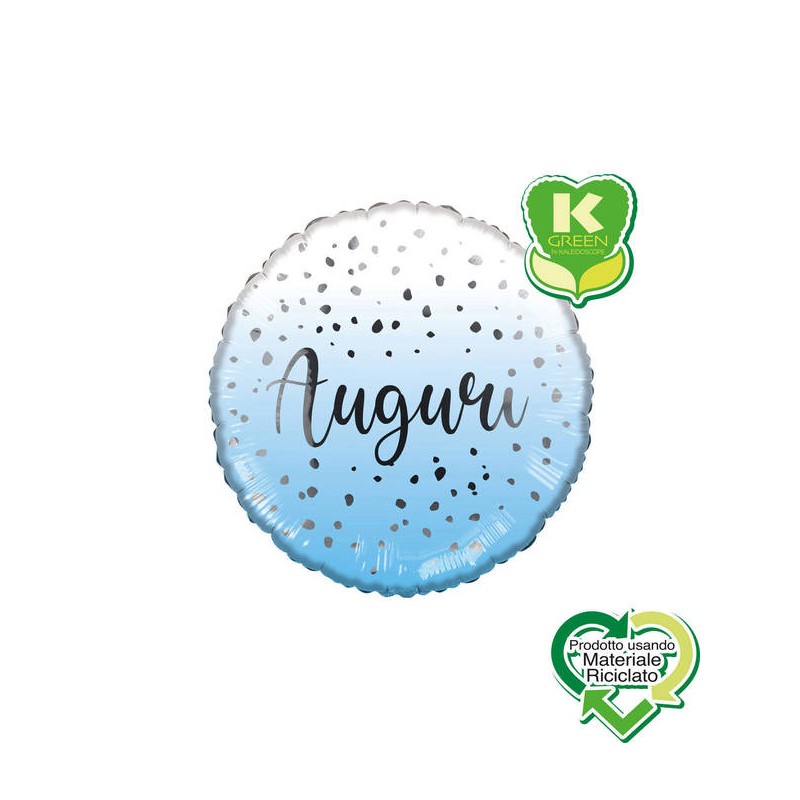 PALLONE MYLAR AUGURI CELESTE DROPS K-GREEN 18 45cm