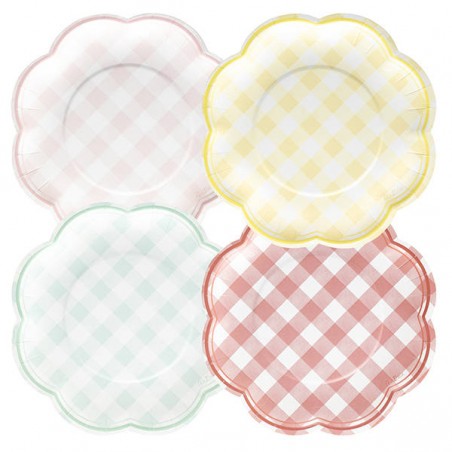 PIATTI DAMIER 20cm COLORI ASSORTITI 8pz