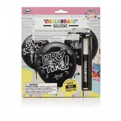 PALLONCINI LATTICE NERO LAVAGNA SCRIVIBILI C/GESSO BIANCO 20pz