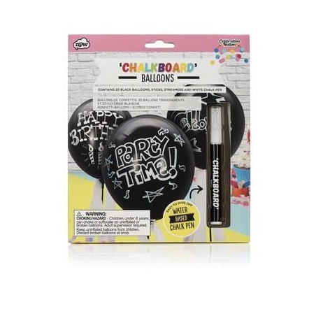 PALLONCINI LATTICE NERO LAVAGNA SCRIVIBILI C/GESSO BIANCO 20pz