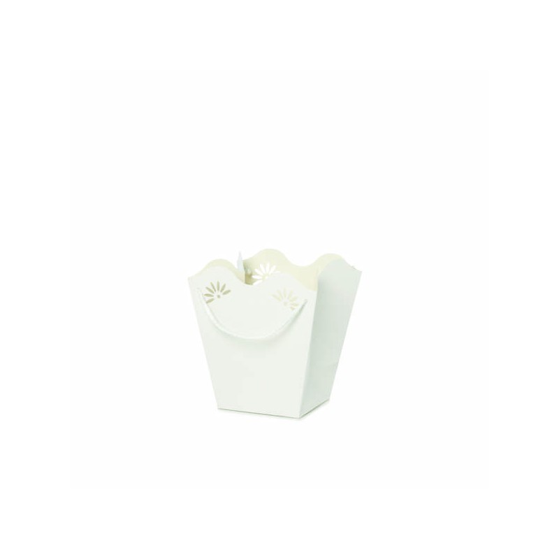 SHOPPER CARTA DAISY KRAFT 18x19+11x12cm WHITE BIANCO