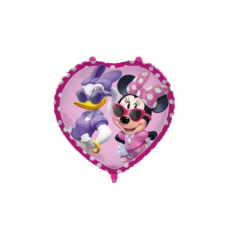 PALLONE MYLAR MINNIE E PAPERINA CUORE 18 43cm C/FILO E PESETTO