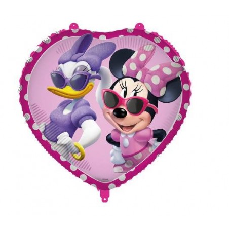 PALLONE MYLAR MINNIE E PAPERINA CUORE 18 43cm C/FILO E PESETTO