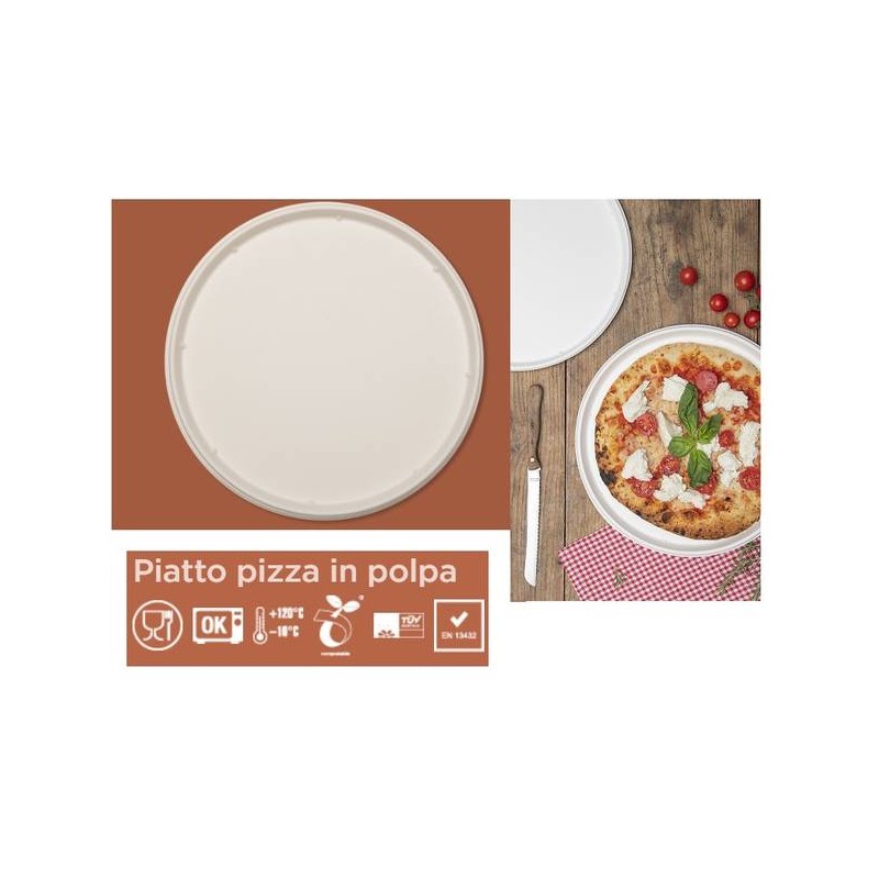 PIATTO PIZZA POLPA ø32 H1,7 BIO COMPOSTABILE 50pz JUNGLE