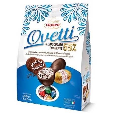 OVETTI CIOCCOLATO FONDENTE 55% CON COOKIES 250gr