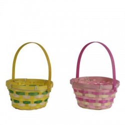 CESTINO ROTONDO IN BAMBOO INTRECCIATO 2COLORI ass.ti