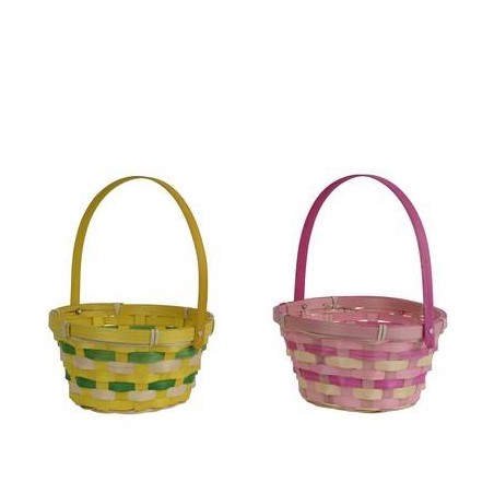 CESTINO ROTONDO IN BAMBOO INTRECCIATO 2COLORI ass.ti
