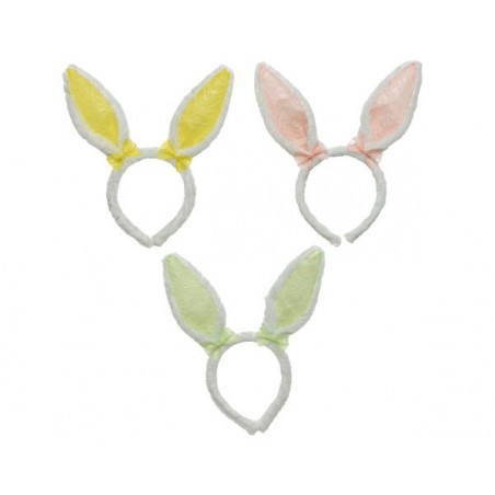 CERCHIETTO ORECCHIE CONIGLIO H.24cm 3ass.ti 1pz