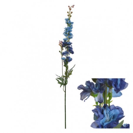 RAMO CON FIORI E FOGLIE BLU H.78cm