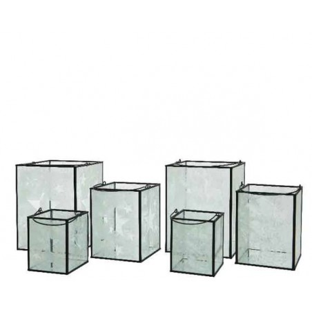 LANTERNA VETRO DECORO STELLE/RENNA 1pz 10x10x12,5cm