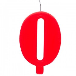 CANDELINA NUMERO 0 SCINTILLANTE  ROSSA 9,5cm