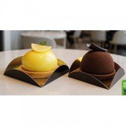 VASSOIO 4PETALI MONOPORZIONE 9,5x9x5cm MARRONE/ORO 250pz