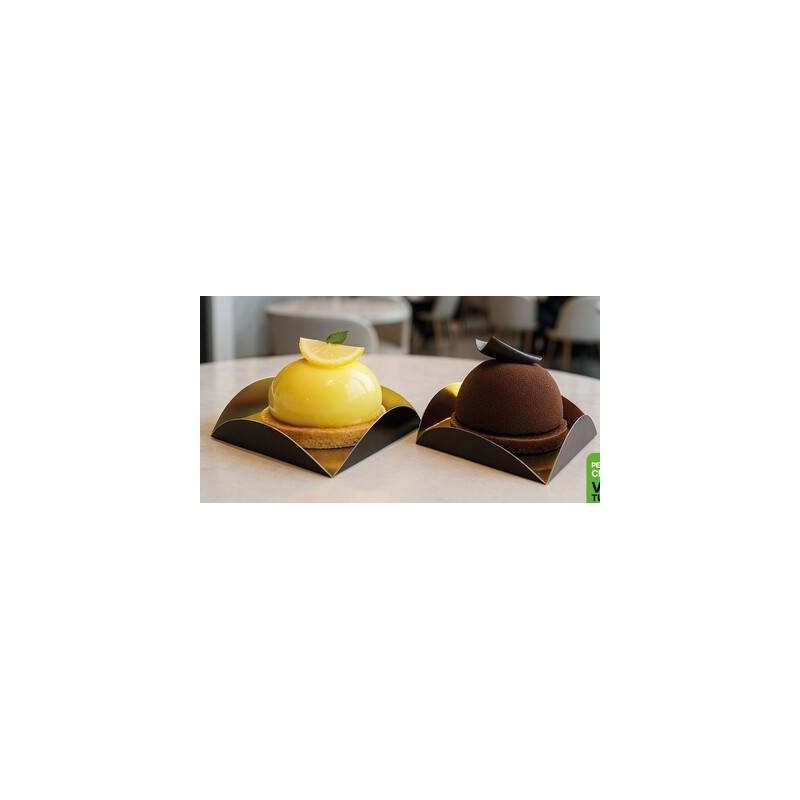 VASSOIO 4PETALI MONOPORZIONE 9,5x9x5cm MARRONE/ORO 250pz