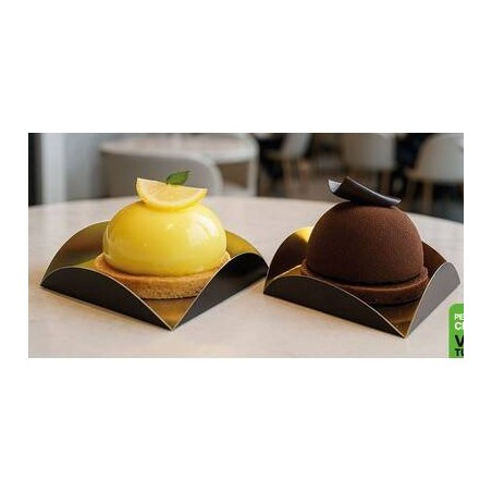 VASSOIO 4PETALI MONOPORZIONE 9,5x9x5cm MARRONE/ORO 250pz