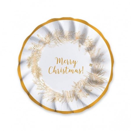 PIATTI FONDI CARTA ø24cm CHRISTMAS GOLD 6pz