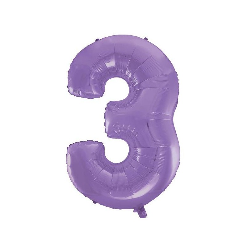 PALLONE NUMERO 3 MYLAR 102cm 40 VELVET LILLA