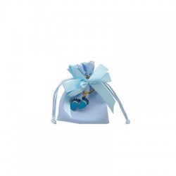 SACCHETTO AZZURRO BOY 9x12cm PORTACHIAVI PIEDE 12pz