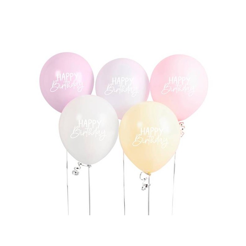 PALLONCINI PASTELLO BUON COMPLEANNO 30cm 5pz
