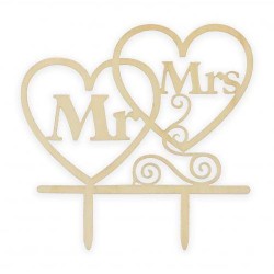 CAKE TOPPER IN LEGNO MR & MRS