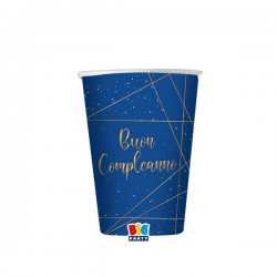 BICCHIERI BUON COMPLEANNO BLUE GOLD 200cc 8pz