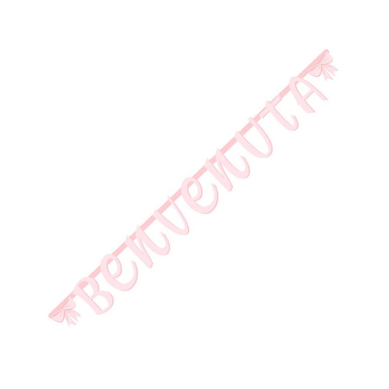 FESTONE BENVENUTA CON FIOCCO ROSA 2mt