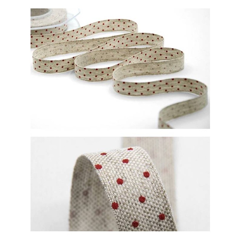 NASTRO LINO CANAPA mm16x10mt POIS ROSSI COL.31