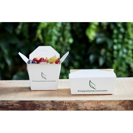TAKE AWAY BOX CARTA+PLA 11,2x9x6,5cm 800ml 25pz COMPOSTABILE