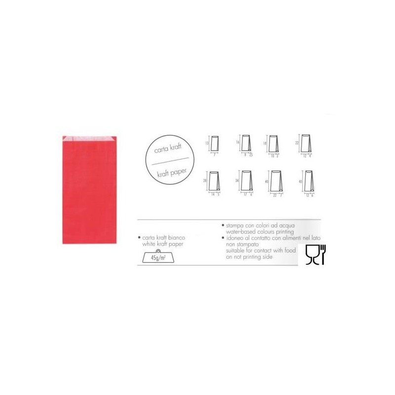 BUSTE REGALO CARTA SEALING ROSSO-723 10+3x18cm 100pz PER ALIMENTI