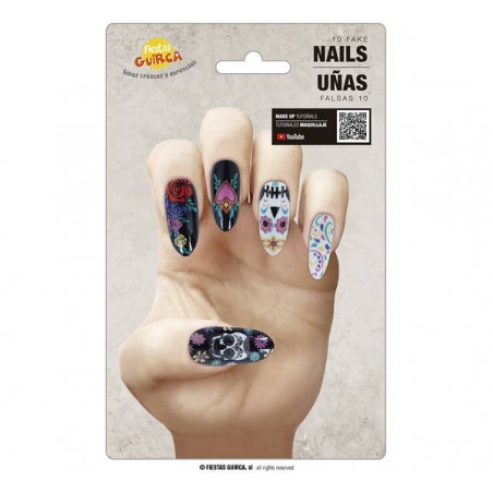 UNGHIE CATRINA SCHELETRO MESSICANO 10pz