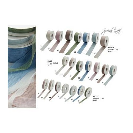 NASTRO CHIFFON RIGATO mm15x15mt CREMA