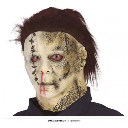 MASCHERA ASSASSINO CUOIO CON CAPELLI IN LATEX