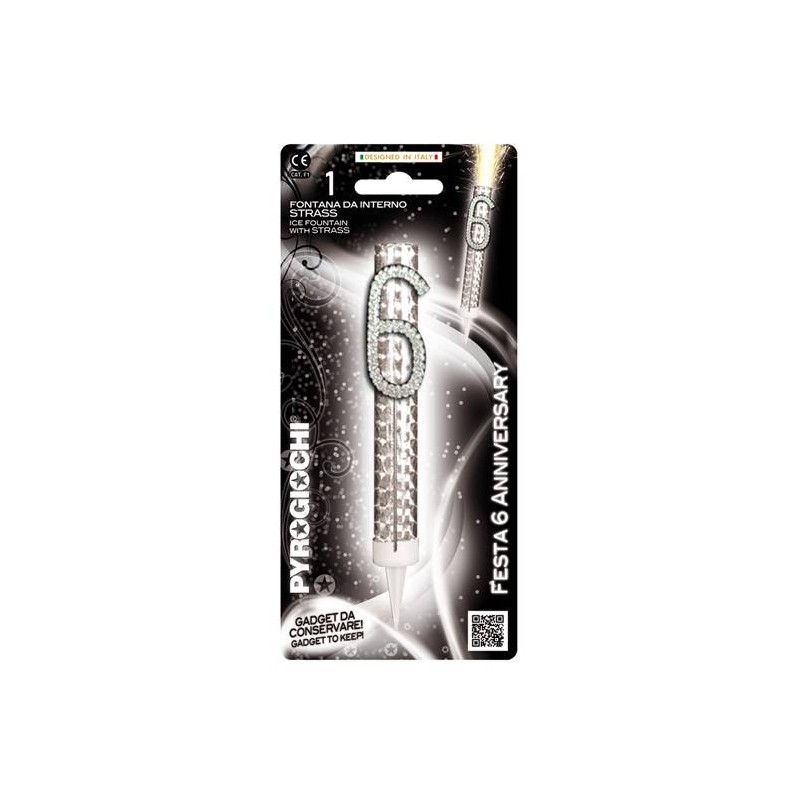 CANDELOTTO TORTA N°6 GLITTER ANNIVERSARY