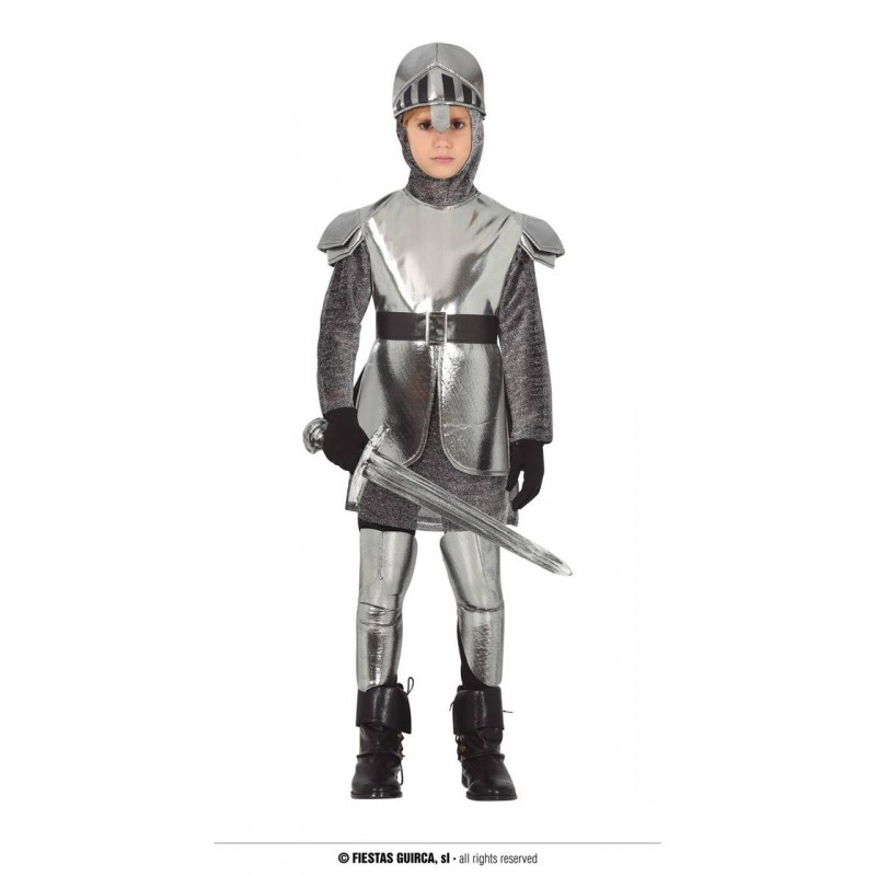 COSTUME DA CAVALIERE CON ARMATURA LUCENTE 10-12 ANNI