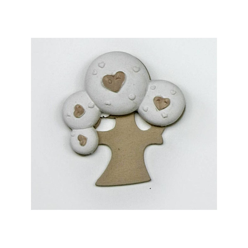 DECORAZIONE ALBERO CUORI BEIGE GESSO E LEGNO 12pz