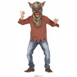 COSTUME LUPO MANNARO MAGLIETTA E MASCHERA 7-9 ANNI