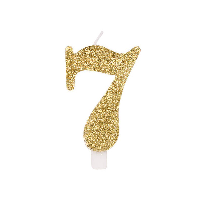 CANDELINA NUMERO 7 GLITTER ORO 9,5cm