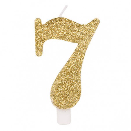 CANDELINA NUMERO 7 GLITTER ORO 9,5cm