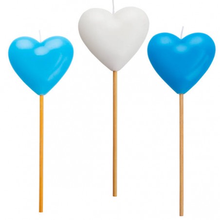 CANDELINE CUORE 20cm ASS. AZZURRO/BIANCO