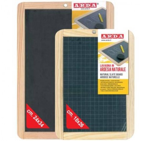 LAVAGNA NERA ARDESIA NATURALE BIFACCIALE 18x26cm C/LEGNO ARDA