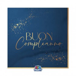 TOVAGLIOLI 33x33 BUON COMPLEANNO BLUE NAVY 16pz