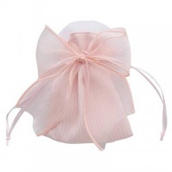 SACCHETTO 9x12cm C/FIOCCO ROSA 12pz