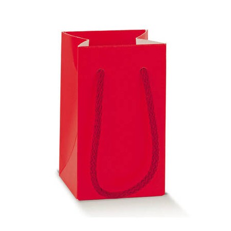 SHOPPER IN CARTA C/CORDINI 7x7x12cm LINO ROSSO 10pz