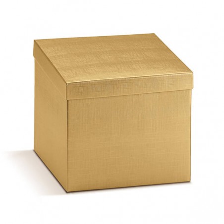 SCATOLA F/COPERCHIO 20x20x19cm SETA ORO