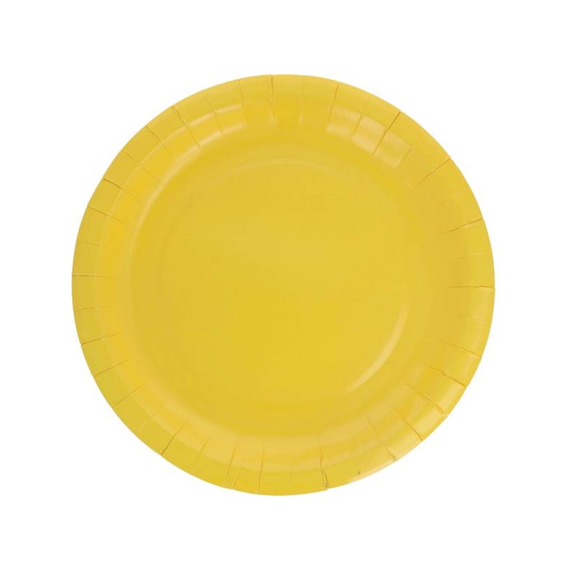 PIATTI PIANI CARTA BIODEGRADABILI 23cm GIALLO 15pz
