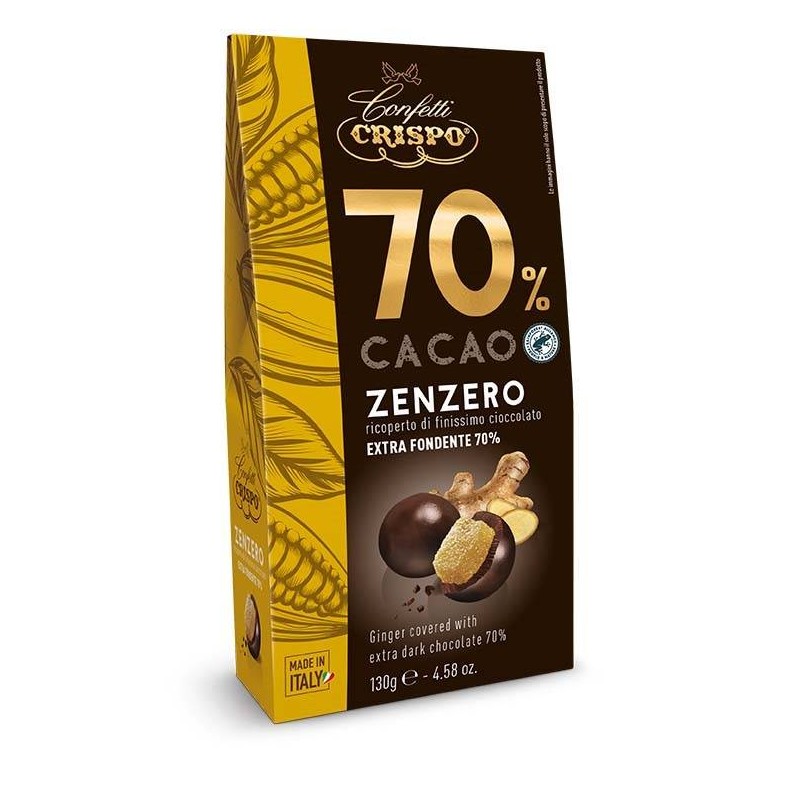 ZENZERO RICOPERTO DI CIOCCOLATO FONDENTE 70% 130gr CRISPO
